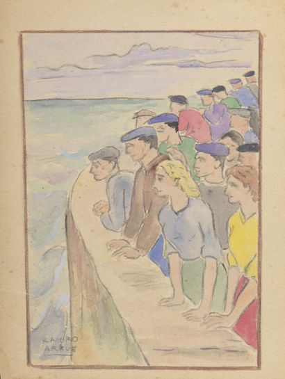 null After Ramiro ARRUE (1892-1971)

Seven drawings :

- Spectators of a regatta

Watercolor...