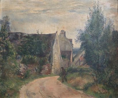null Frédéric Samuel CORDEY (1854-1911)

Paysan traversant une rue de village

Huile...