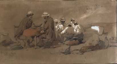 null Ecole anglaise du XIXe siècle

Equipage de marins sur la grève, 1860

Aquarelle...
