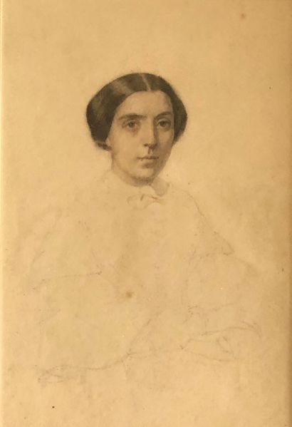 null Attributed to Henri LEHMANN (Kiel 1814 - Paris 1882)

Portrait of Andrée Bähr

Black...