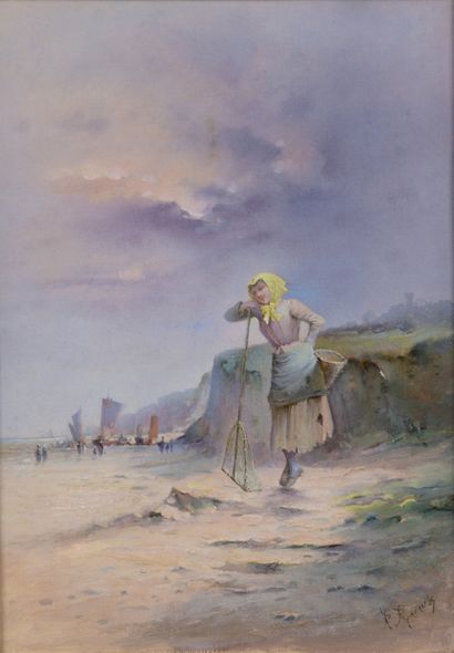 null R. RAVAUX (XIX-Xx)

Fisherwoman in Normandy

Oil on canvas

Signed lower right

32...
