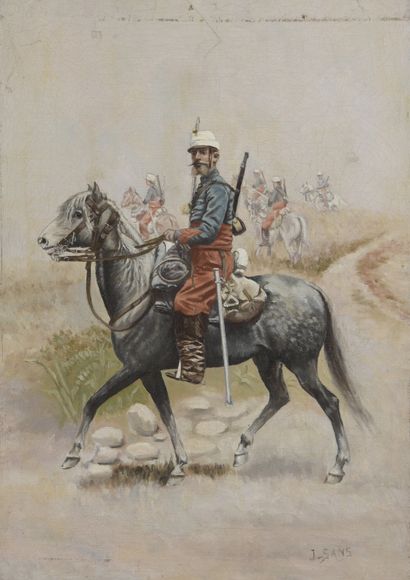 null J. SANS (20th century)

Military on horseback

Oil on canvas 

Signed lower...