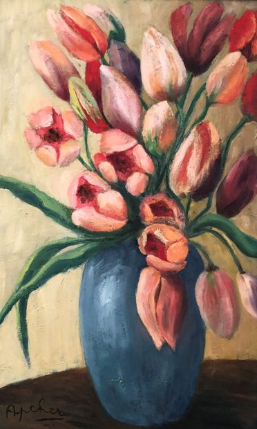 null APCHER (20th century)

Bouquet of tulips

Oil on canvas

Signed lower left

60...