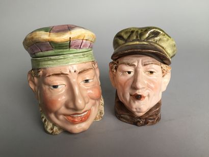 null Lot of 10 tobacco pots including : 

- Head of a smiling mustachioed coal miner,...