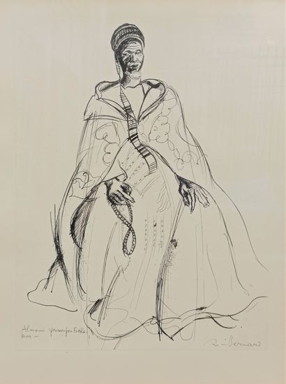null Renée BERNARD (1906-2004)

Portrait of an African Chief

Ink on paper

Signed...