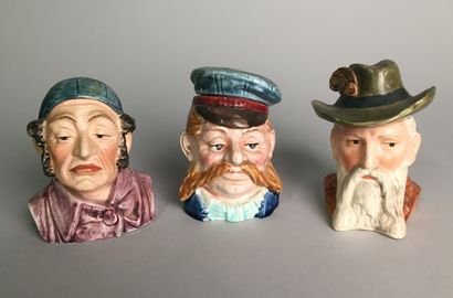 null Lot of 10 tobacco pots including : 

- Head of a man with a moustache, with...