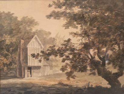 null Dutch school of the late 18th century 

Two animated scenes near a sheepfold

Watercolors...