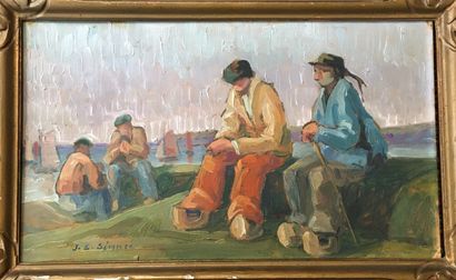 null Jim Eugène SEVELLEC (1897-1971)

Breton fishermen by the sea

Oil on cardboard...