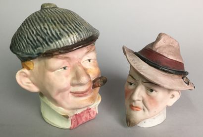 null Smiling man's head with cap and cigar at the corner of his lips. 

Glazed earthenware

Circa...