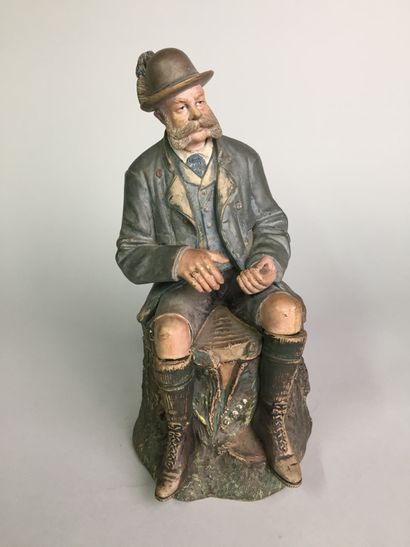 null Empereur FRANCOIS JOSEPH (1830-1916), costume de chasseur, assis sur un tronc...