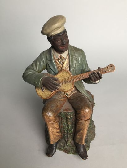 null Jeune musicien noir de la Nouvelle Orléans, en costume et casquette, jouant...