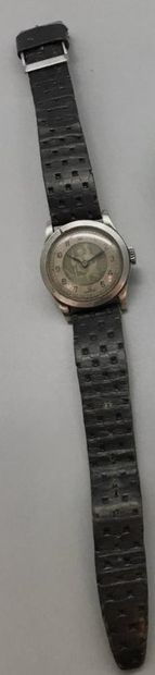 null OMEGA - Men's steel wristwatch, Saint Christopher model, round case, rotating...