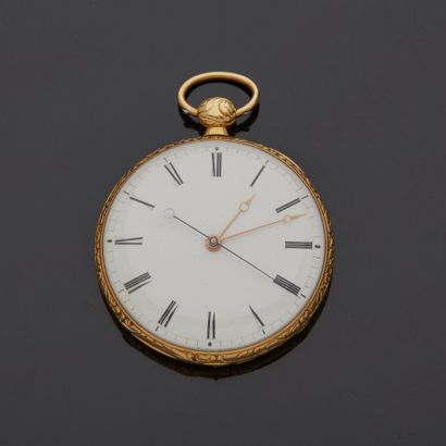 null RATEL in Paris - 18K yellow gold 750‰ chronograph pocket watch, round in shape,...