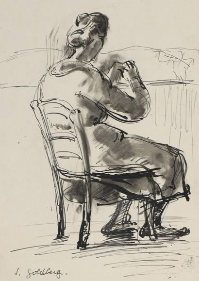 null Simon GOLDBERG (1913-1985)


Lot de deux dessins :


– Femme debout en tablier,...