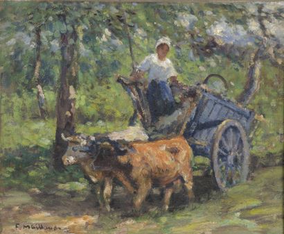null Fernand MAILLAUD (1863-1948)


Paysanne sur sa charrette


Huile sur toile.


Signée...