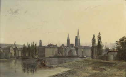 null Louis BENTABOLE (1820-1880)


Fortified city on the river bank 


Oil on panel....