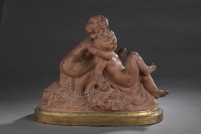 null GROUP IN TERRA Cotta of a couple of children, flowers and fruits.


Illegible...
