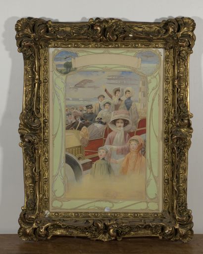 null FRENCH SCHOOL, late 19th - early 20th century


An Aeroplane Meeting 


Watercolor.


46...