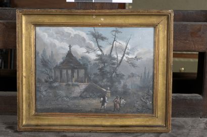 null École FLAMANDE de la fin du XVIIIe siècle 


Promeneurs près d’un temple d’amours


Gouache.


19...