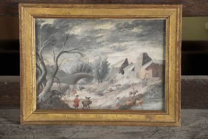null École FLAMANDE du XVIIIe siècle 


L’Hiver


Gouache.


14,5 x 21 cm
