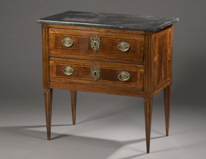null SMALL JUGGING COMMODE opening to two drawers in rosewood veneer in frames of...