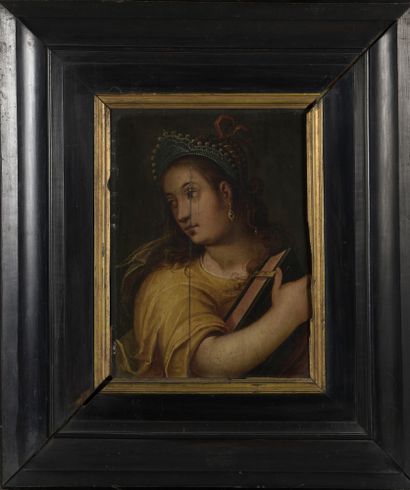 null ITALIAN SCHOOL circa 1620


The Sibyl with a book


Panel, one board, reinforced.


Cracks...