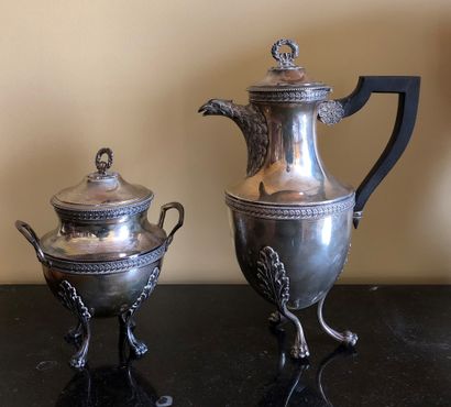 Part of a silver tea service including :...