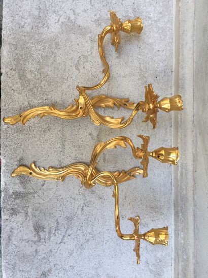 Set of 2 pairs of gilt bronze sconces.