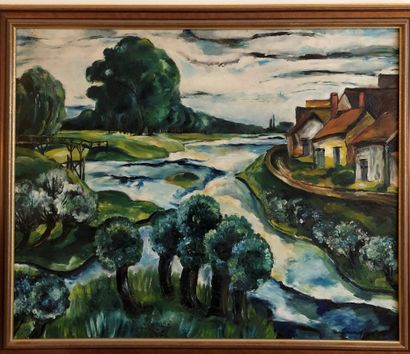 null Lot including :


- Eugène TABOURET


Country landscape, 1928


Oil on panel....