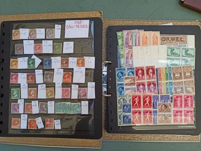 null Set of French and Belgian stamps, including a binder and an assignat.