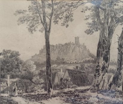null Lot de 4 dessins du XIXè siècle :


- Francisque GABILLOT (1818-1876)


Montagnes...