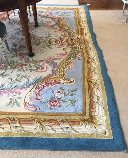 null 
Savonnerie carpet decorated with a central medallion, cream background with...