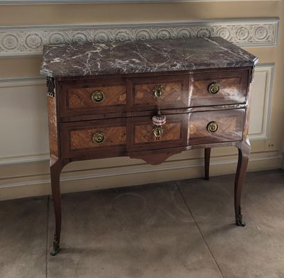 null Jumper chest of drawers with central projection, made of veneer and floral marquetry...