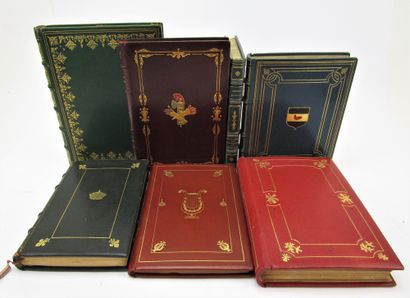 null Set of 7 volumes of literature, bound in morocco, most of them illustrated....