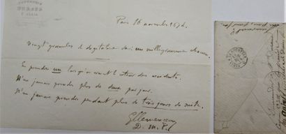 null Clémenceau, Georges - L.A.S. and autograph signed, envelope, to Mme Jourdan....
