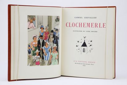  Chevallier, Gabriel - Boucher, Lucien.- Clochemerle. Paris, Rieder, 1936. 1 vol.,...