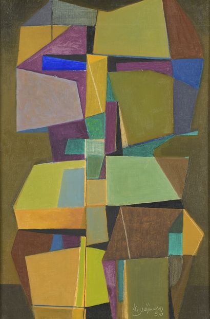 LeopoldoTORRES AGÜERO (1924-1995) Abstracto, 1956 
Oil on canvas. 
Signed and dated...