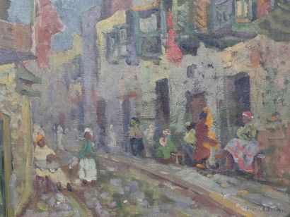  Frank A. BROWN (1876-1962) 
Arcelin Street in Biskra 
Oil on canvas. 
Signed lower...