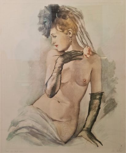 null Jean-Dominique VAN CAULAERT (1897-1979)


Femme aux gants verts


Gravure. 


Signée...