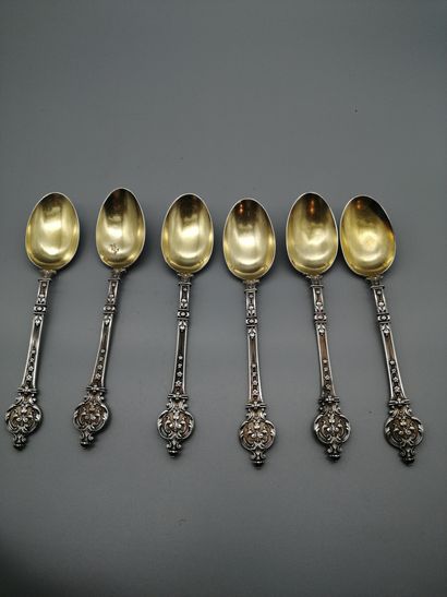 Six silver coffee spoons 1st title 925‰,...