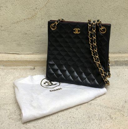 CHANEL, 1990s 
Black quilted lambskin bag,...