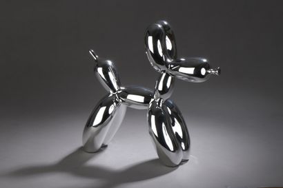  Jeff KOONS (1955) d'après 
Silver Balloon Dog 
Sculpture en résine 
30 x 30 x 12...