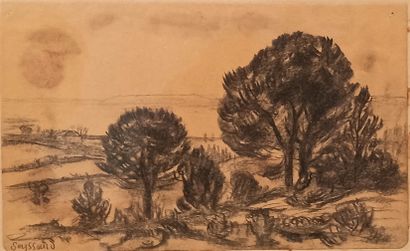 René SEYSSAUD (1867-1952) 
Landscape 
Charcoal...