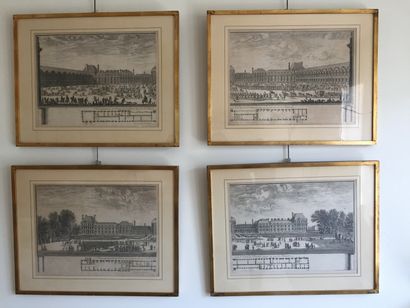  Suite of four engravings after Israel Silvestre representing the Tuileries Castle....