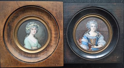 null Lot of six miniatures representing portraits of women. Some signed.