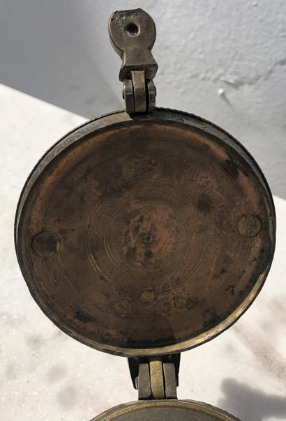 null Bronze bucket weight called pile de Charlemagne, the lid and the handle with...