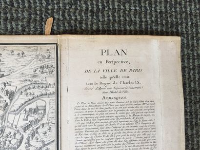 null Lot of maps including: 

- A canvas map of Paris under Charles IX. Engraved...