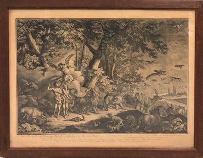 null After Johan Elias RIDINGER (1698-1767)

Adam and Eve

Four black engravings,...