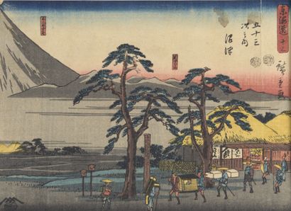 null Hiroshige. Chuban yoko-e. de la série Tokaido gojusan tsugi, station 13, Numazu....