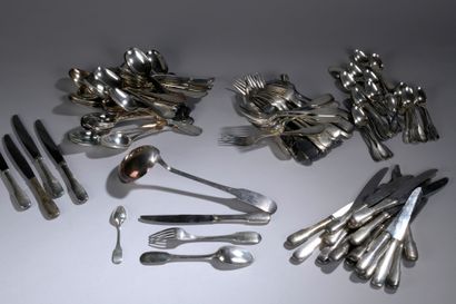 null A silver plated cutlery set of thirty-six table forks, thirty-five table spoons,...
